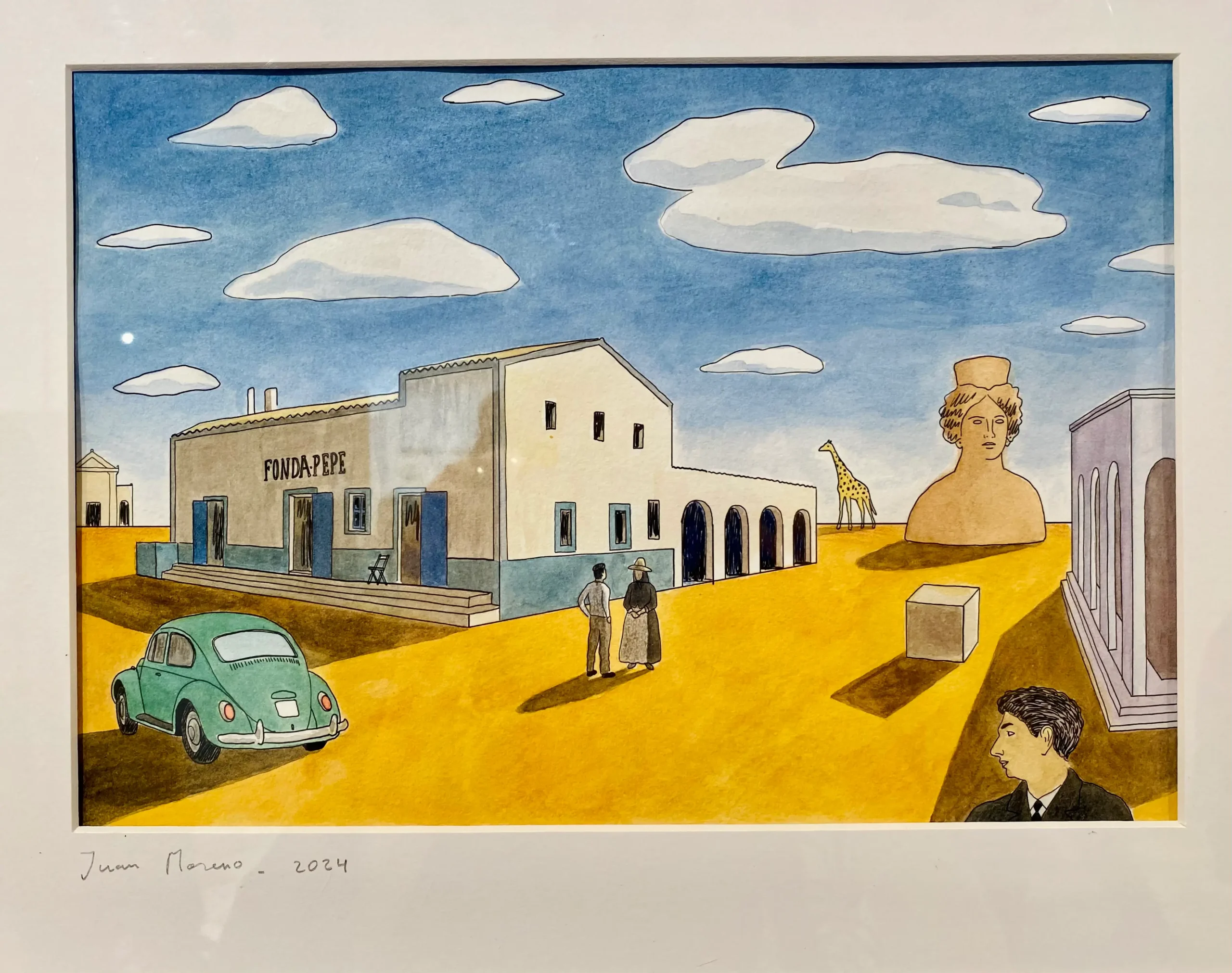 Artwork by Formentera-based contemporary artist Juan Moreno from the 2024 exhibition 'Un día perfecto' at Sala d’Exposicions Ajuntament Vell, Sant Francesc.